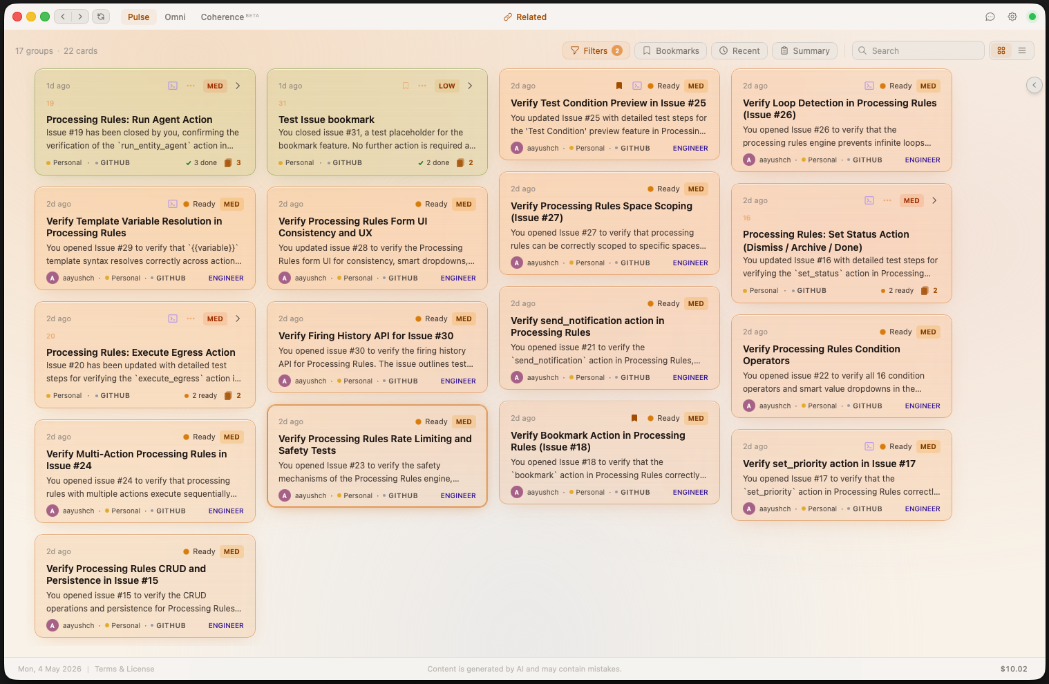 Laya Context Association — related cards automatically grouped across platforms