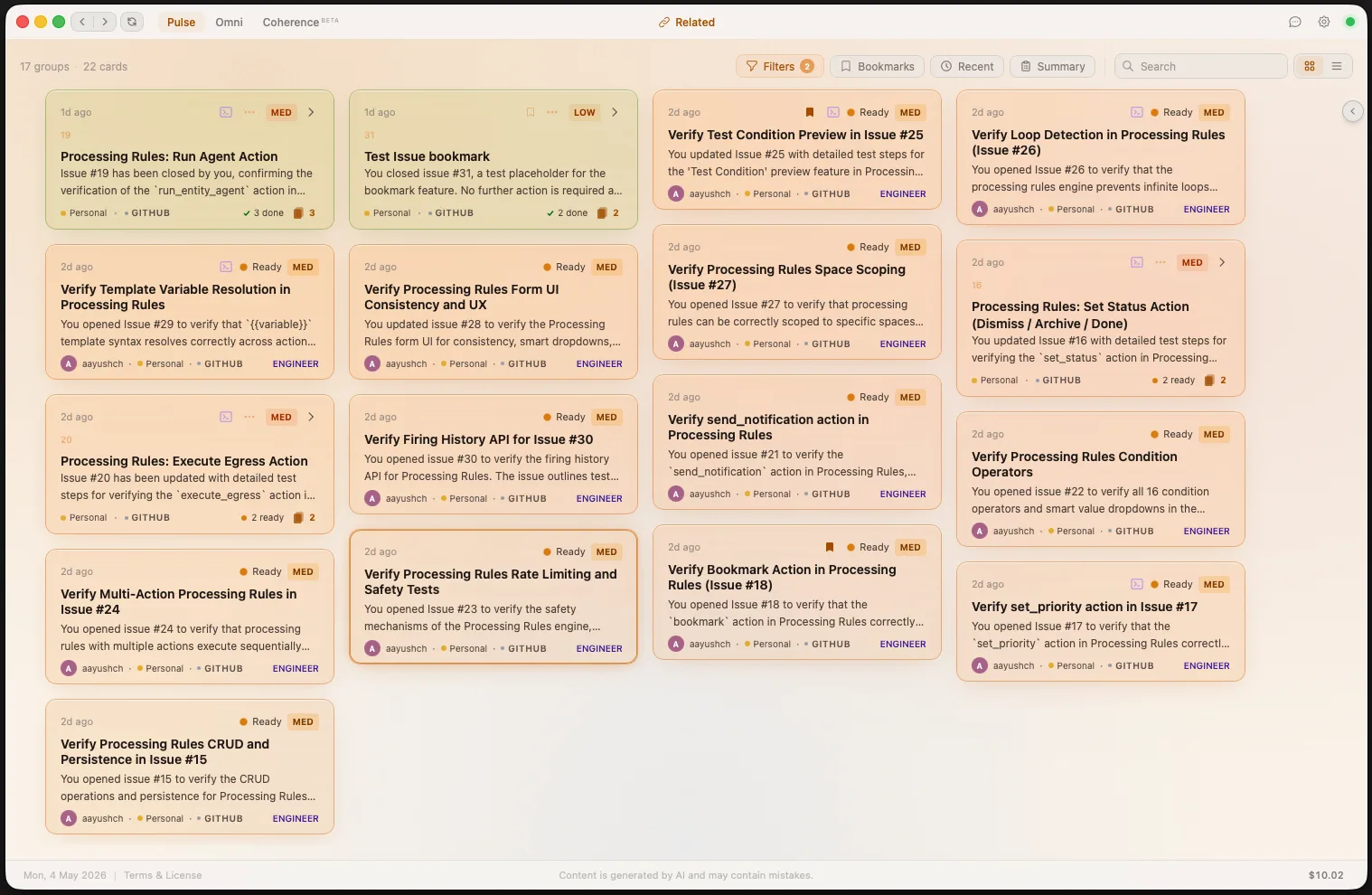 Laya Context Association — related cards automatically grouped across platforms